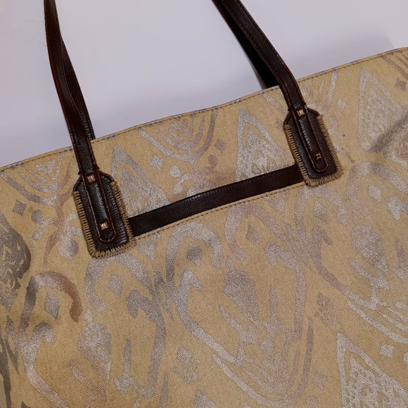 Stella & Dot La Totale Medium Tote Bag Metallic Ikat Print - Picture 5 of 10